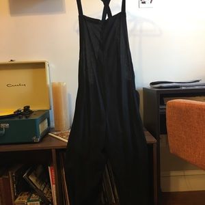 BDG Black Oversized Cotton/Linen Overalls